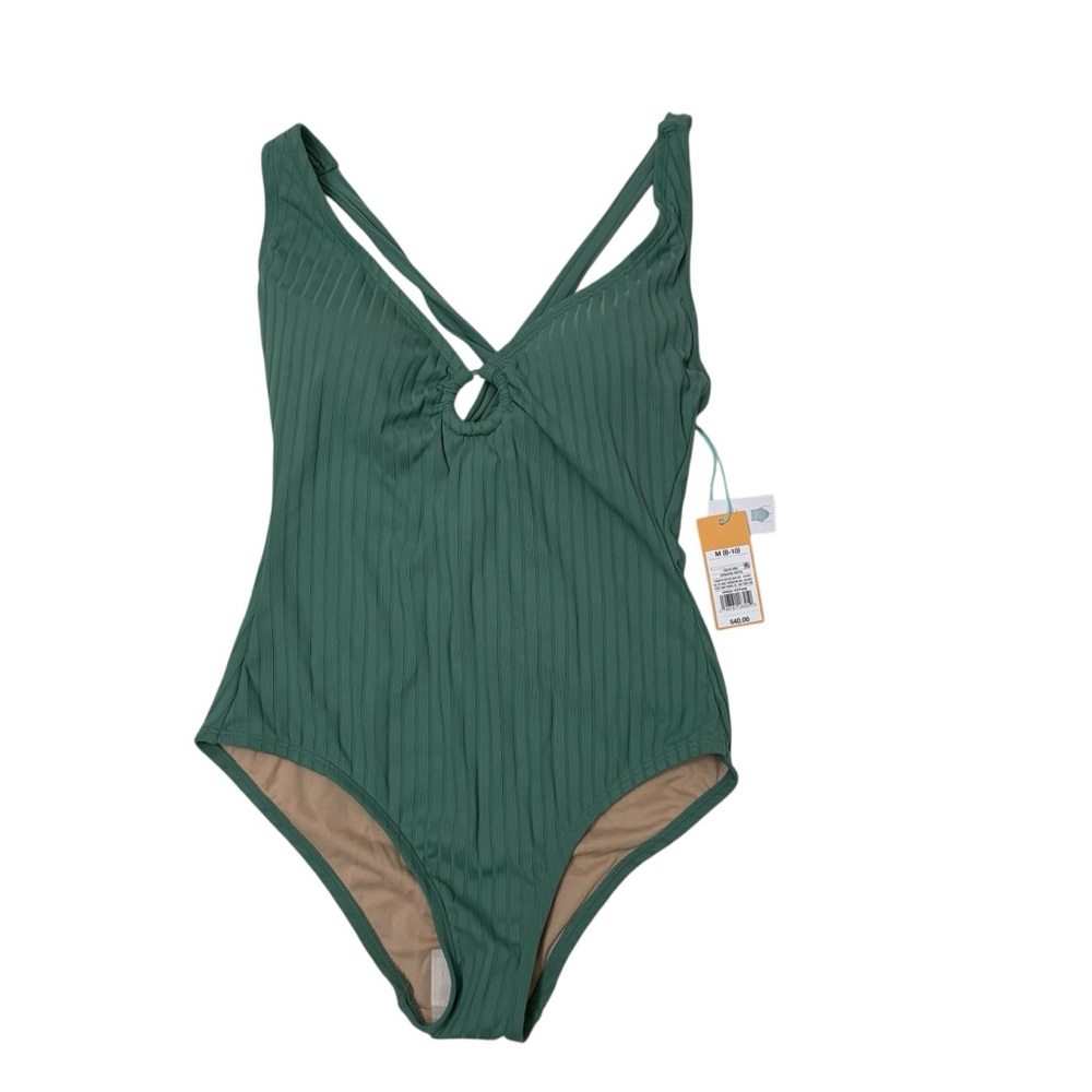 NWT Kona Sol Women's Wide Ribbed Ring Medium Coverage One Piece Swimsuit M - Picture 8 of 8